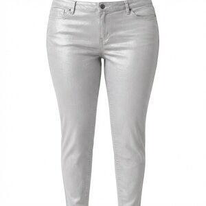 LIZ CLAIBORNE Plus Size Dressy Jeans Pants City Skinny Silver Glow Sz 18 NWT